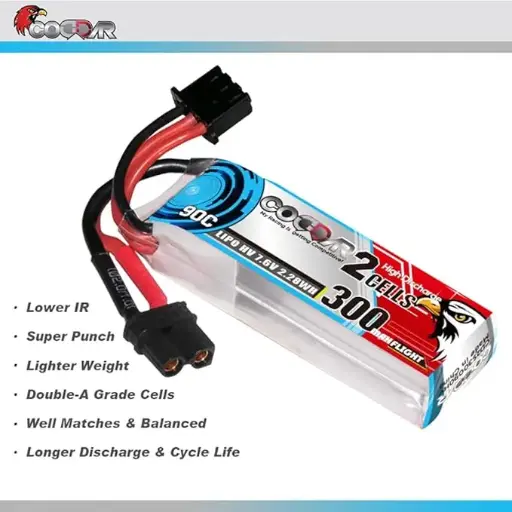 Bateria de lipo 2s CODDAR 300mAh 7.6V 90C  