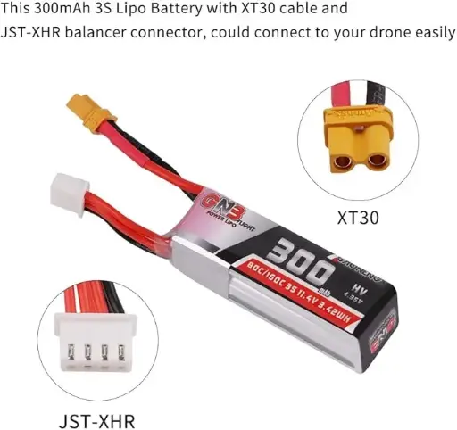 Bateria de lipo 3s gnb 300mAh 11.4V 80C/160C   
